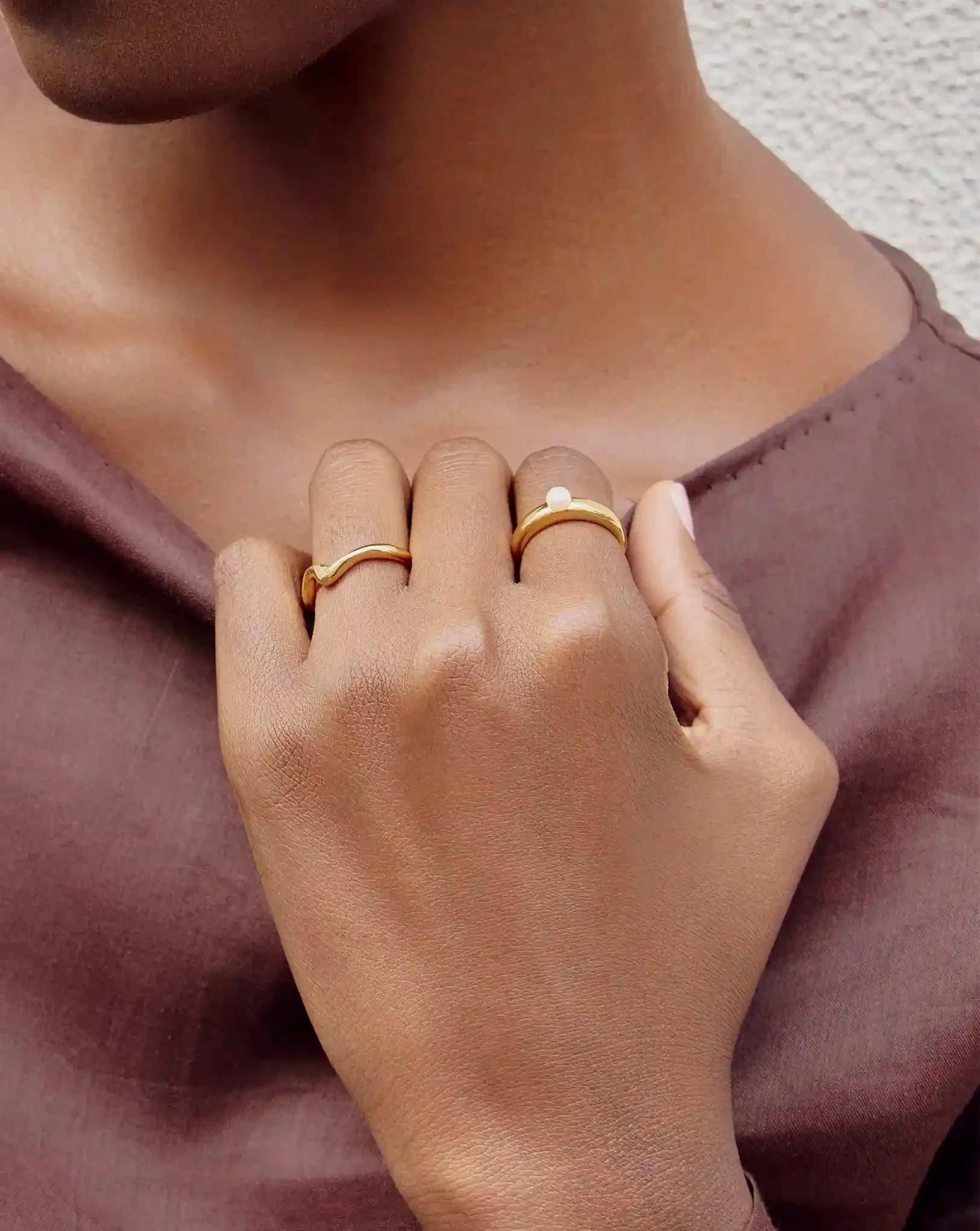Button Pearl Classic Stacking Ring | 18ct Gold Vermeil/Pearl