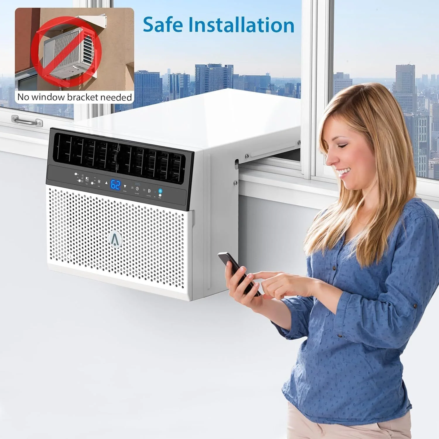 8000Btus Window Air Conditioner Over the Sill AC Up to 370 Sq.Ft With Remote & App - Image 12