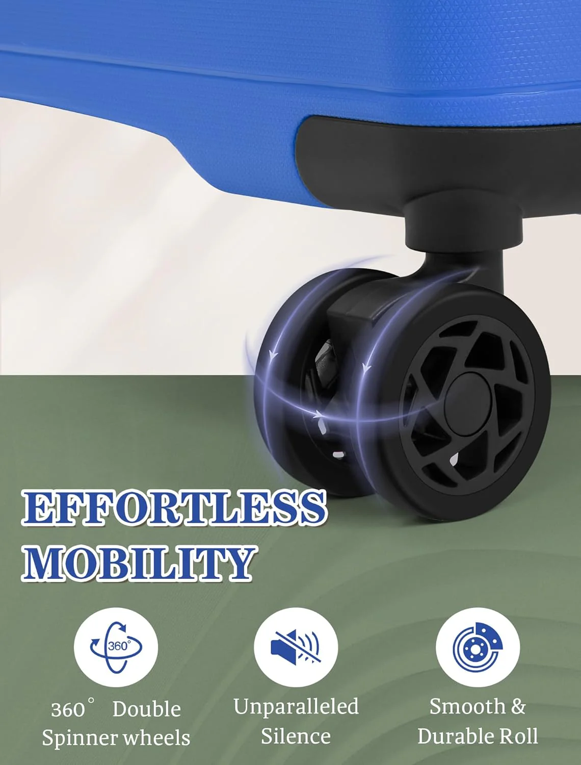 5-piece luggage set with wheels, ABS hardshell suitcase with spinner wheels