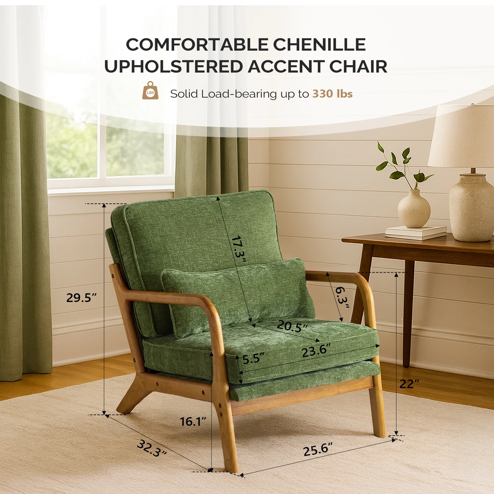 Ktaxon Accent Chair Corduroy Upholstered Armchair, Reading Club Chair with Pillow and Solid Wood Frame for Living Room Bedroom Furniture Off White - Image 95