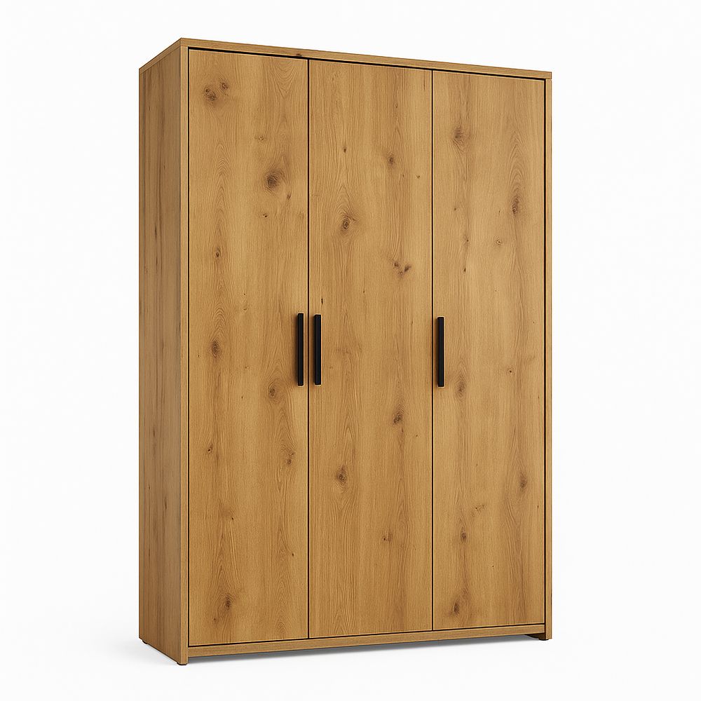 Armario moderno de 3 puertas en madera clara, estilo contemporáneo y funcional para almacenamiento en casa