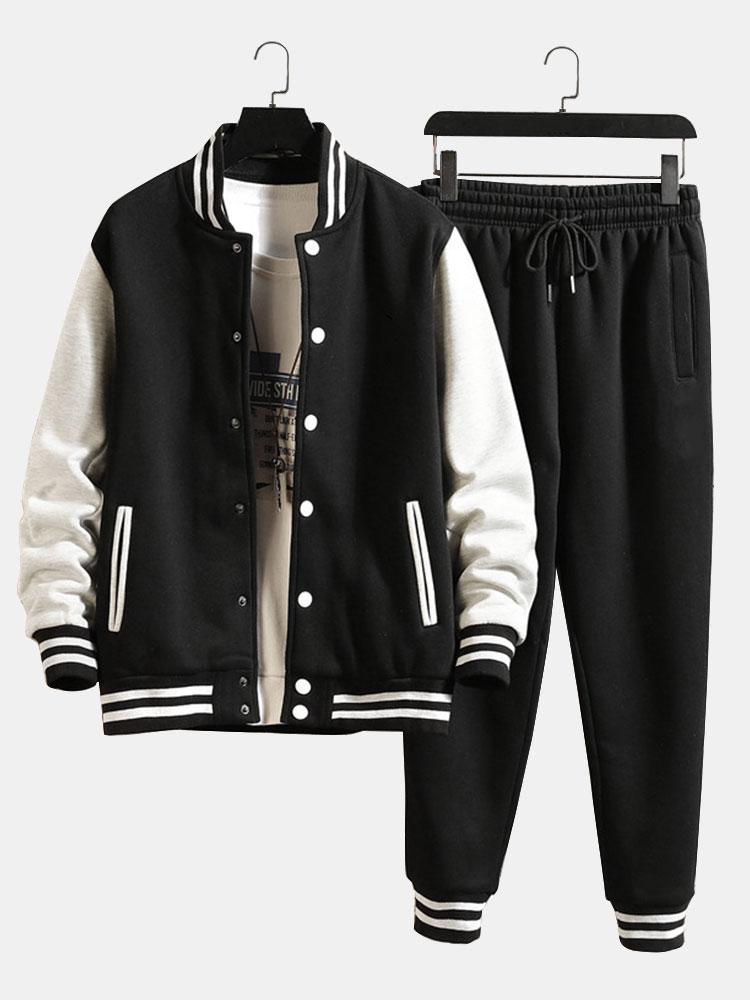 Contrast Baseball Jacket & Jogger Pants