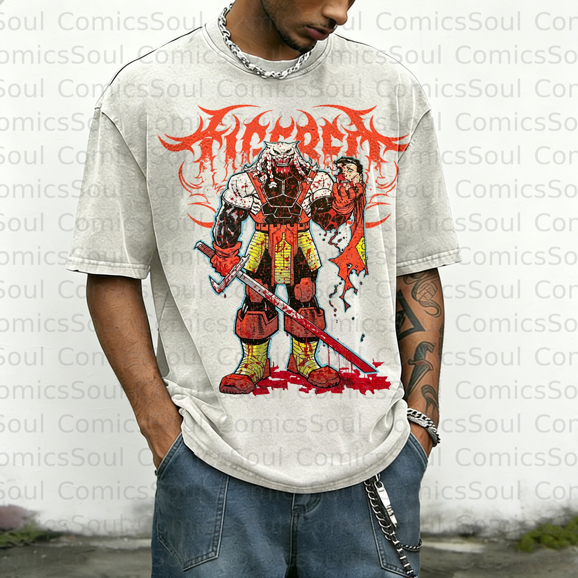 Unisex Anime Inspired Vintage Washed T-Shirt