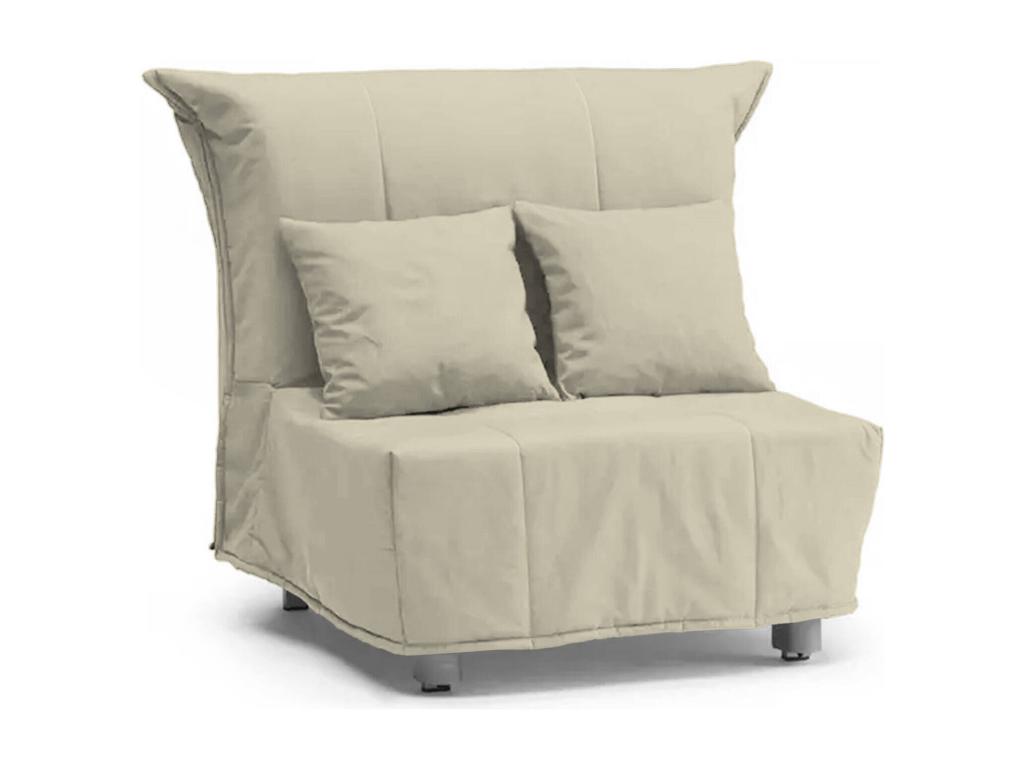 Cozetiq Sofá Cama - Sofá individual - 100 por ciento Made in Italy - Sillón de salón con apertura para carrito - de tejido acolchado - con cojines incluidos - 85x90h85 cm - Beige