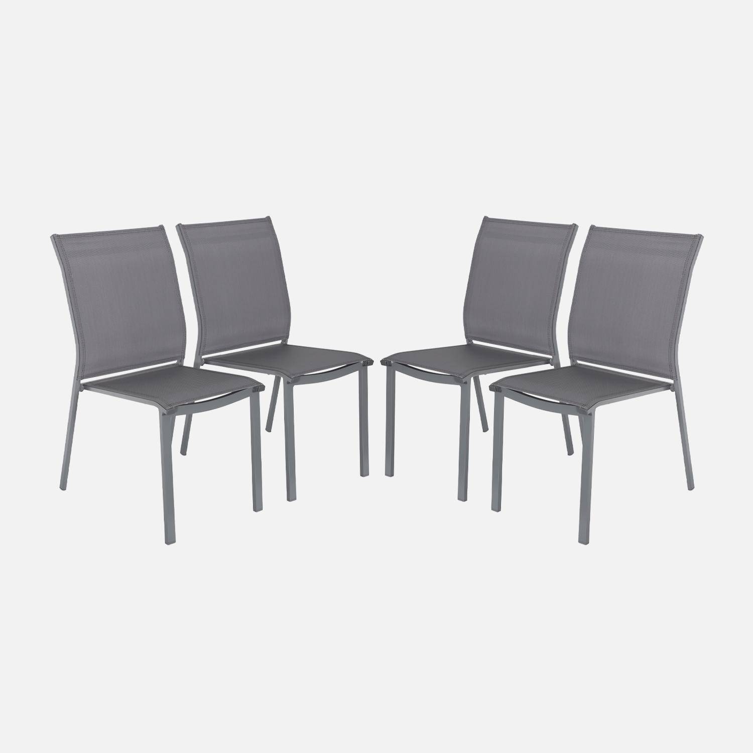 Cleveland - Silla de jardín apilable de aluminio y textilene, set de 4