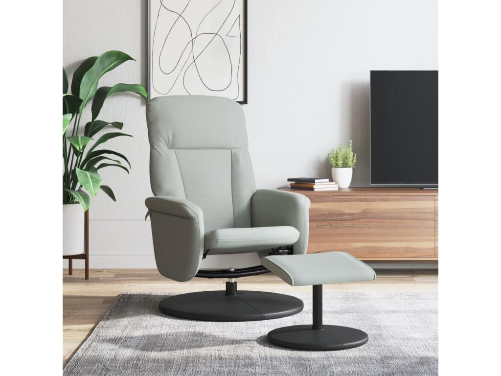 Sillón reclinable con reposapiés terciopelo gris claro