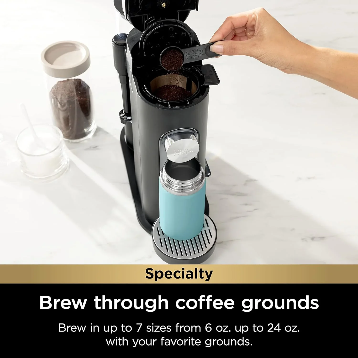 Ninja Coffee Maker Single Cup Brews with pods and grounds K-Cup compatible 4 brewing methods