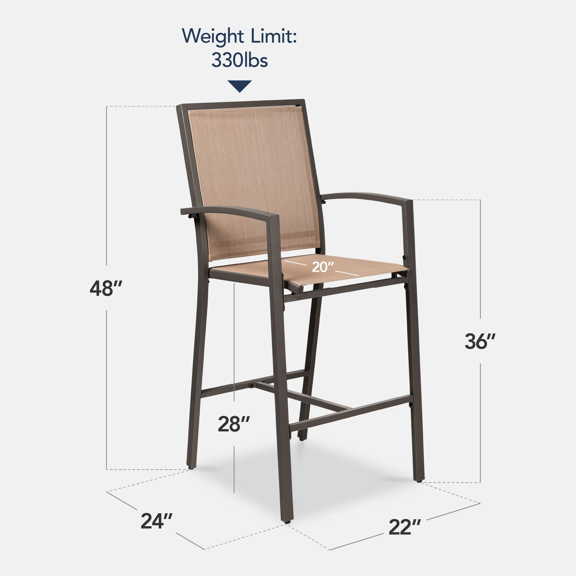 Best Choice Products Outdoor Barstools Set of 2, Bar Height Patio Chairs w/ All-Weather Mesh - Black/Black - Image 29