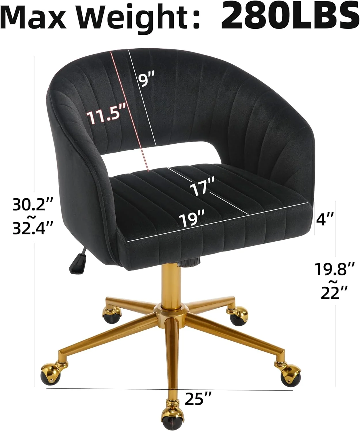 Westice Home Office Desk Chairs, Velvet Task Chair, Height Adjustable Swivel Vanity Chair with Golden Base for Vanity Study, Living Room Computer Room, Beige - Image 51