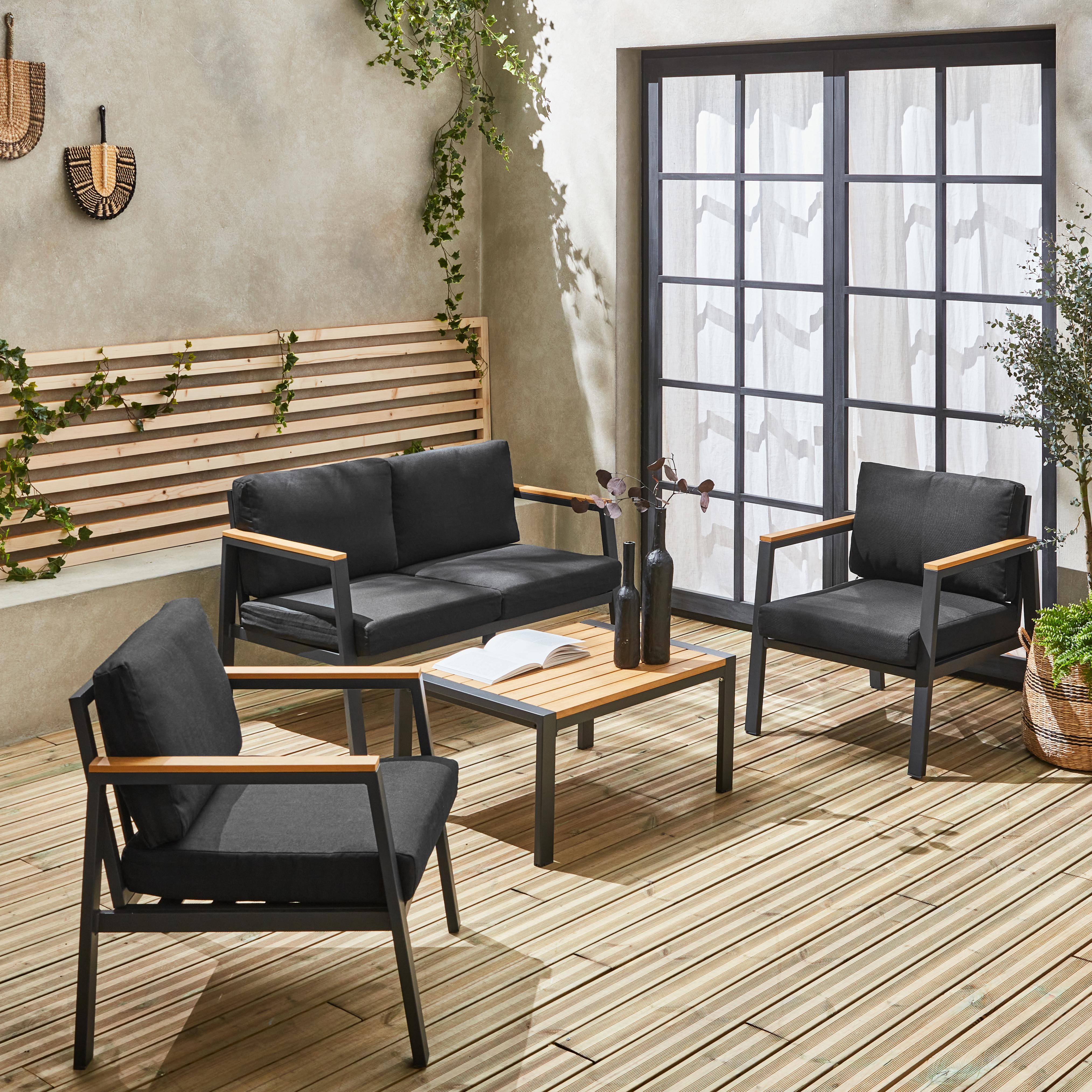 Casoria - Conjunto de jardín en aluminio y polywood, 4 plazas