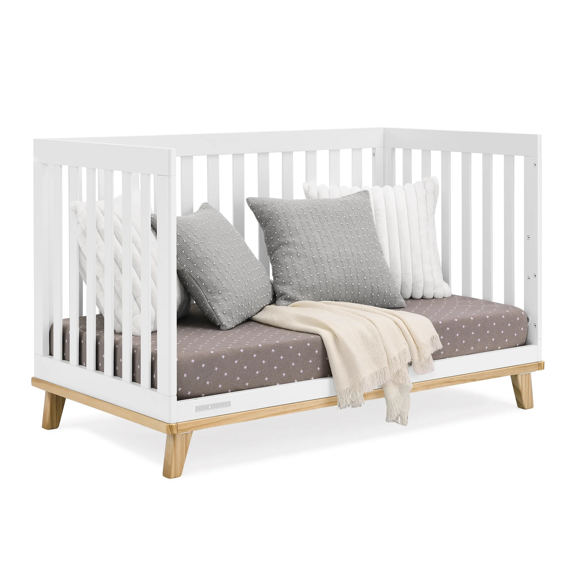 Delta Children Frankie 4-in-1 Convertible Crib - Greenguard Gold Certified, Black with Natural - Image 26