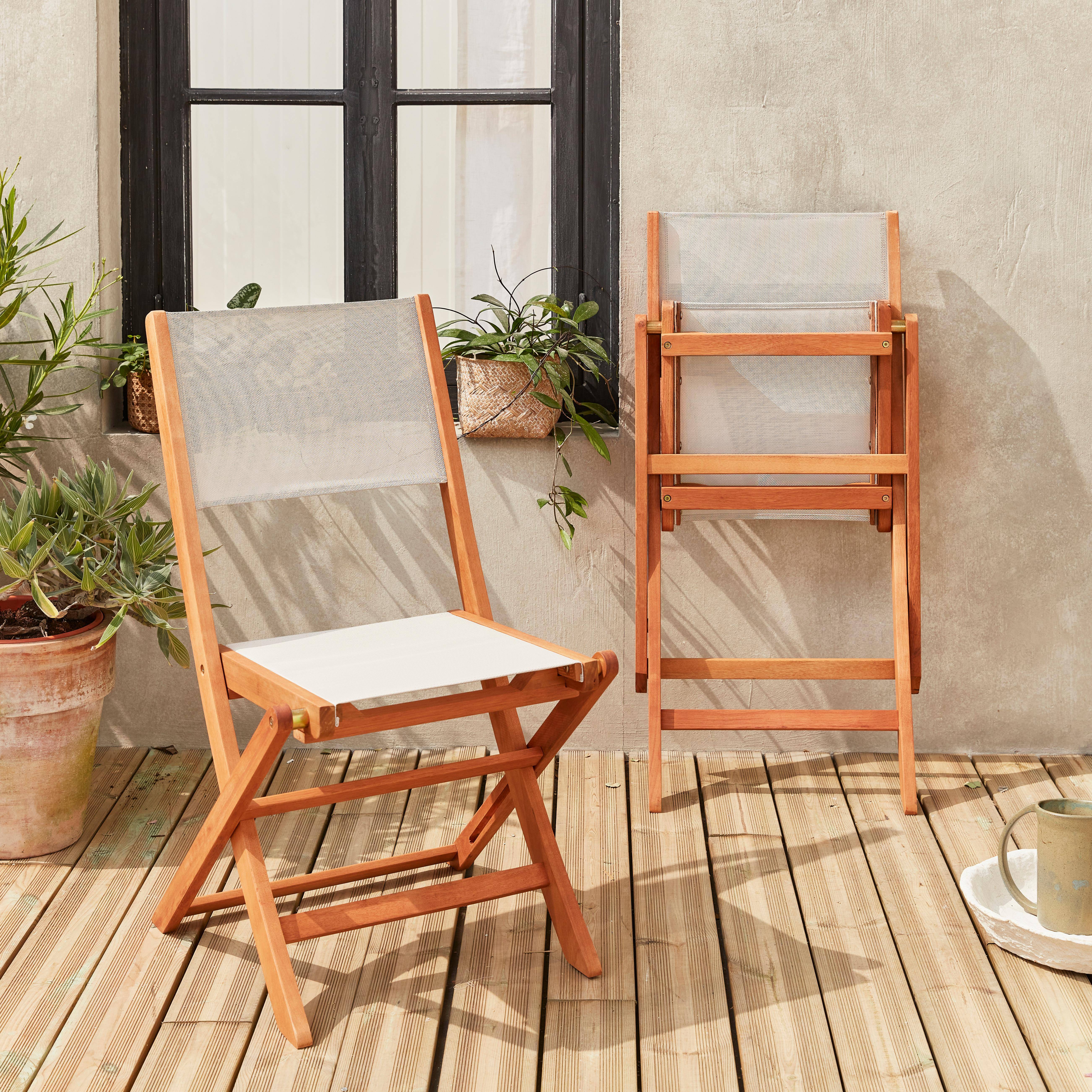 Almeria - Silla de jardín plegable de madera de eucalipto, set de 2