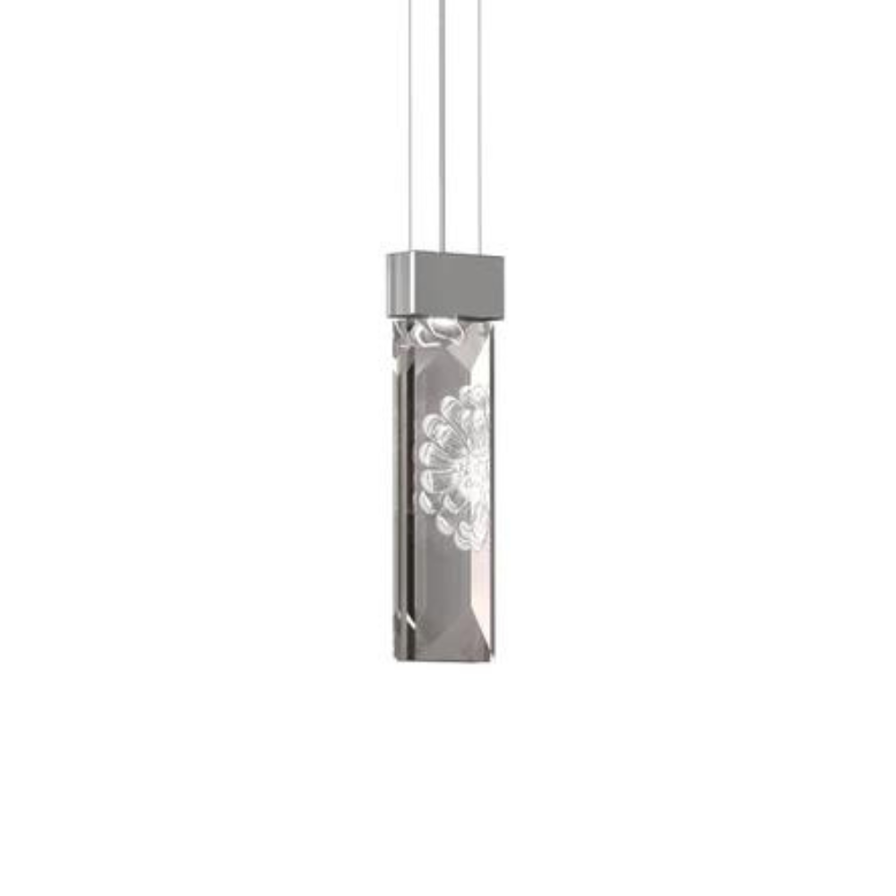SUSPENSION SERENE PRISME DOUBLE DAHLIA - CRISTAL INCOLORE, FINITION NICKEL (PLAQUÉ)