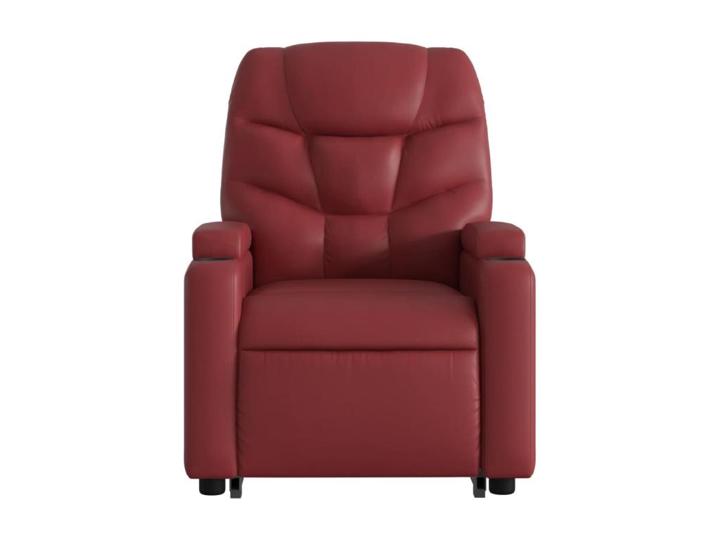 Sillón reclinable de masaje de pie cuero artificial rojo tinto