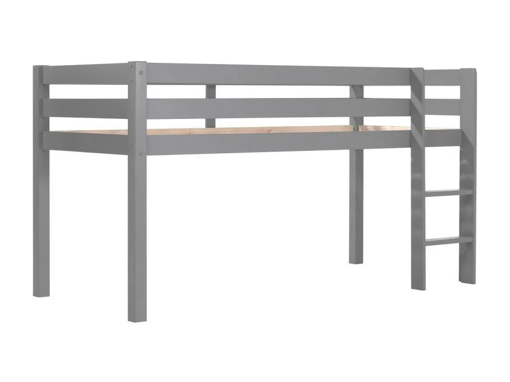 Cama altillo 90x200 cm con tienda de flores de pino macizo gris pino kvv3340767