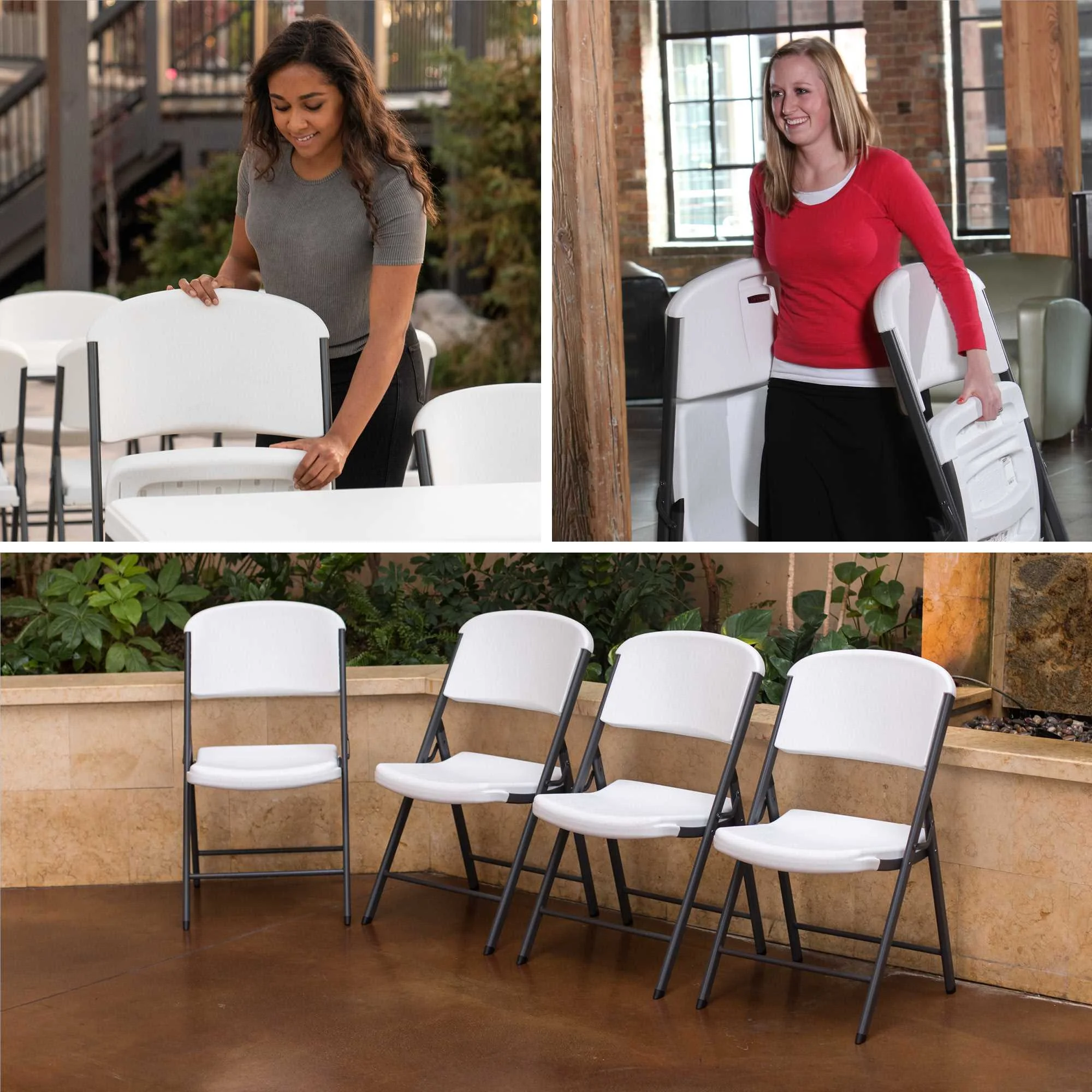 Lifetime Combo Set of (4) 8-Foot Rectangle Folding Tables & (32) Chairs, Indoor/Outdoor Use, White (80147) - Image 13