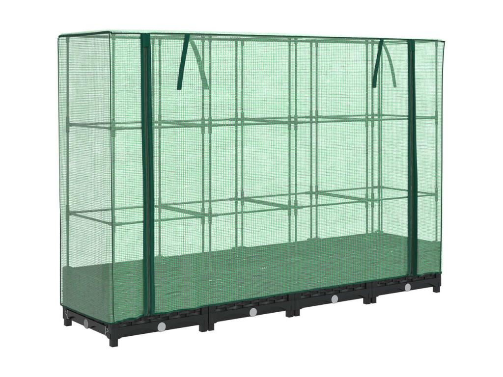 Arriate con cubierta invernadero aspecto ratán 160x40x123 cm