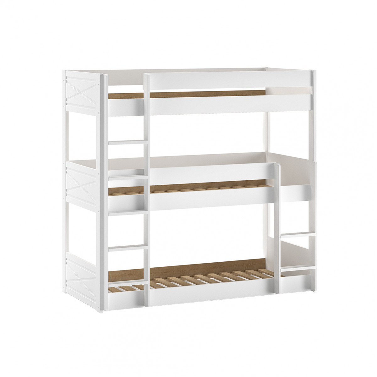 Litera de pino lacada blanca para 3 camas 90 x 200 cm sn5502d5