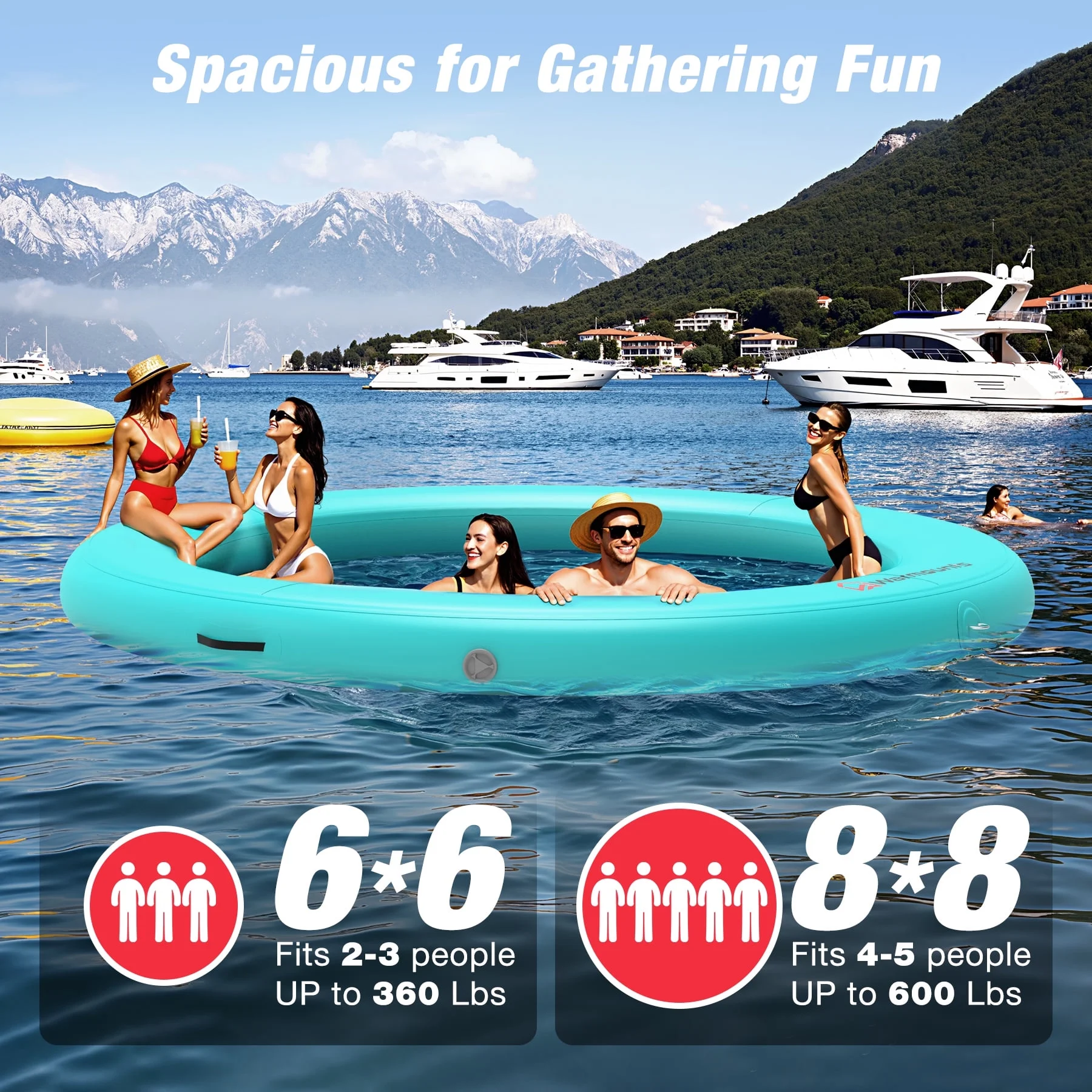 WARMOUNTS Inflatable Floating Dock, 8*6ft Air Inflatable Dock Platform, Non-Slip Water Island Float Raft with Rope Ladder for Ocean Lake River Boat - Image 23
