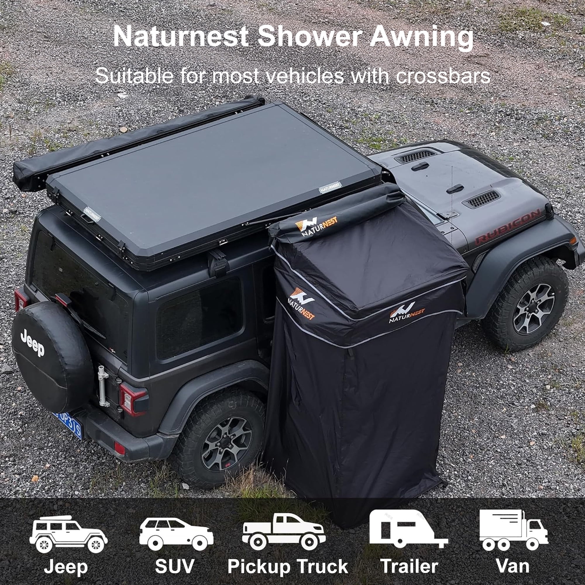 Naturnest Portable Car Camping Shower Tent Featuring a Roof and Floor Mat, Car Tents for Camping SUV, Overlanding Car Bathroom Tent Providing Privacy for Camping, Portable Shower Tent for Camping - Image 4