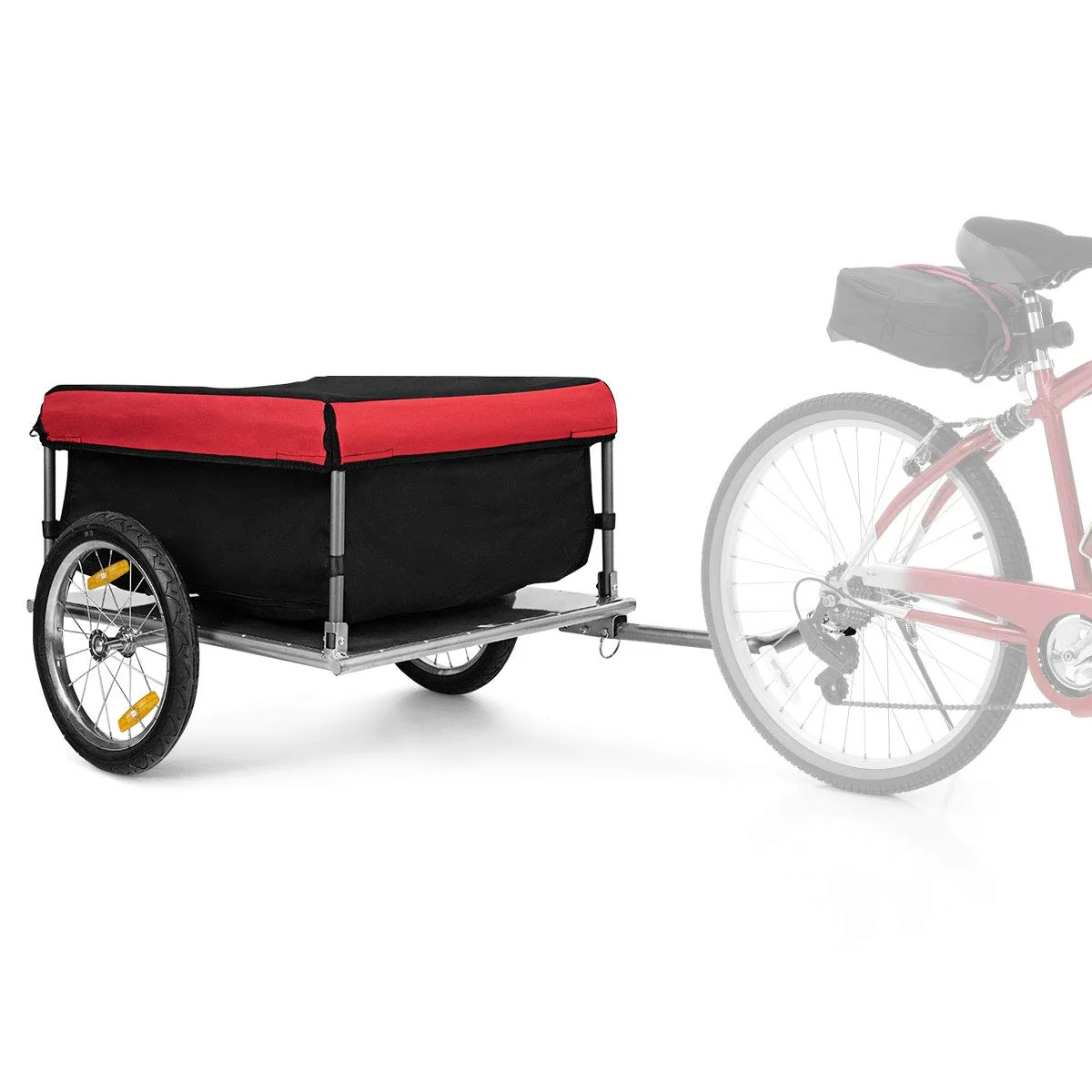Folding Bicycle Cargo Trailer, 88 lbs Capacity, 16-Inch Wheels, Red and Black - Image 2 Folding Bicycle Cargo Trailer, 88 lbs Capacity, 16-Inch Wheels, Red and Black - Image 2