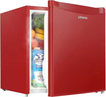 Upstreman 1.7 Cu.ft Mini Fridge with Freezer, Dorm Essentials, Adjustable Thermostat, Energy Saving, Low Noise, Single Door Compact Refrigerator for Dorm, Office, Bedroom, Red-FR17