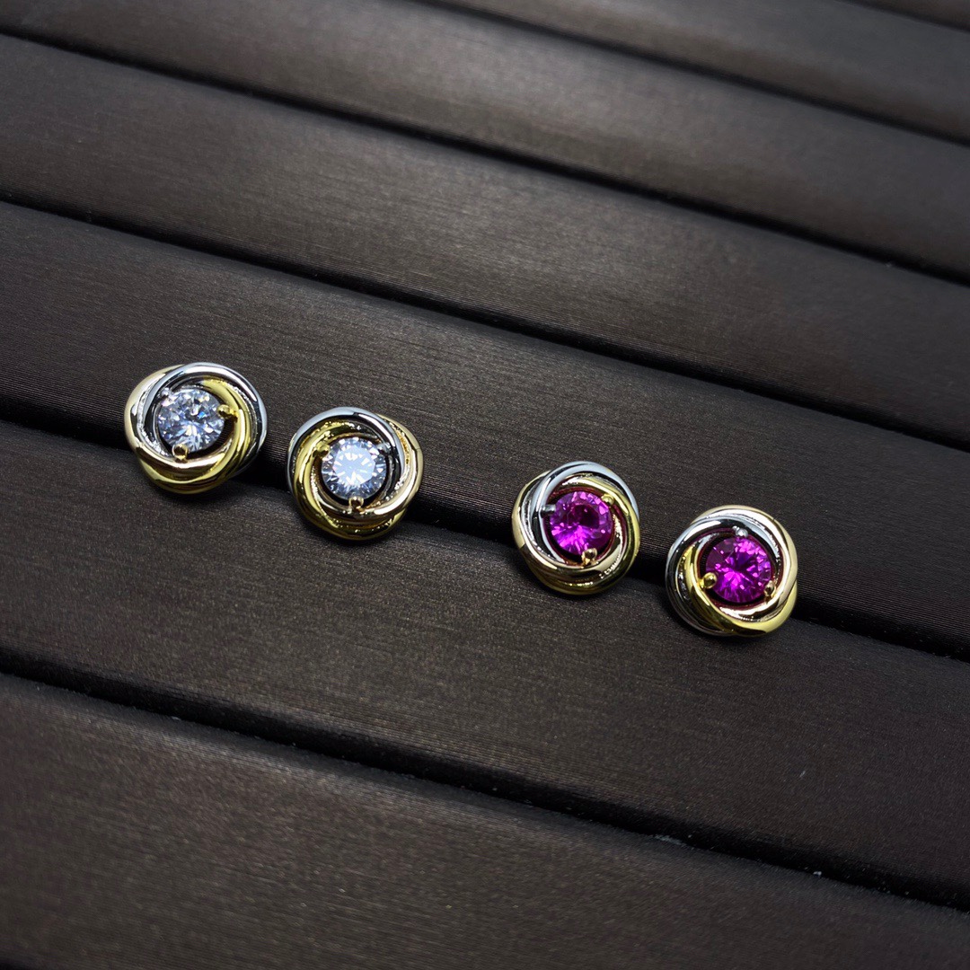 Cartier Trinity Diamond Paved Stud Earrings Necklace - Original Replica Club