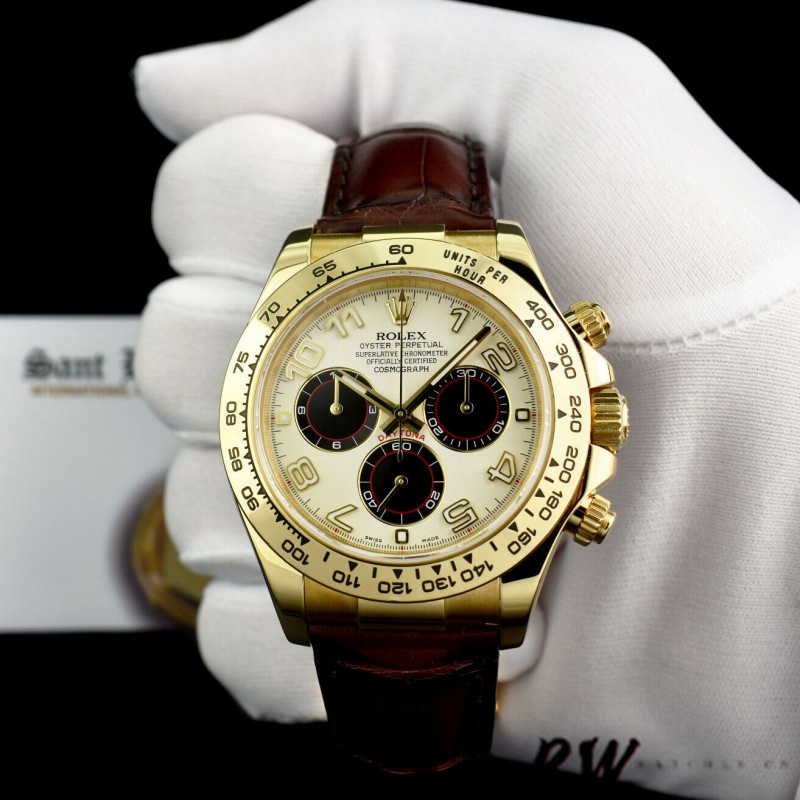 Rolex Daytona 116518 Ivory Dial Brown Leather Strap 40mm Mens Replica Watch