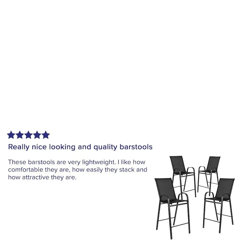 Set of 4 Outdoor Barstools with Flexible Comfort Material - Patio Seating