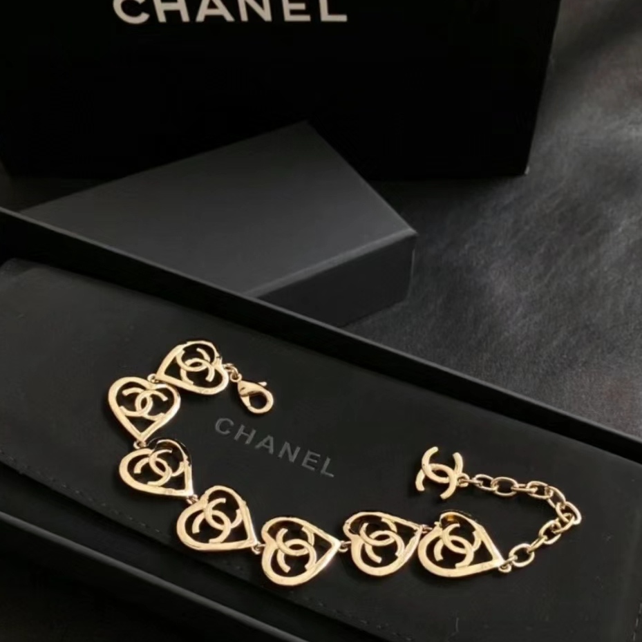 Chanel Hollow Heart Bracelet Earrings Ring Leather Necklace - Original Replica Club