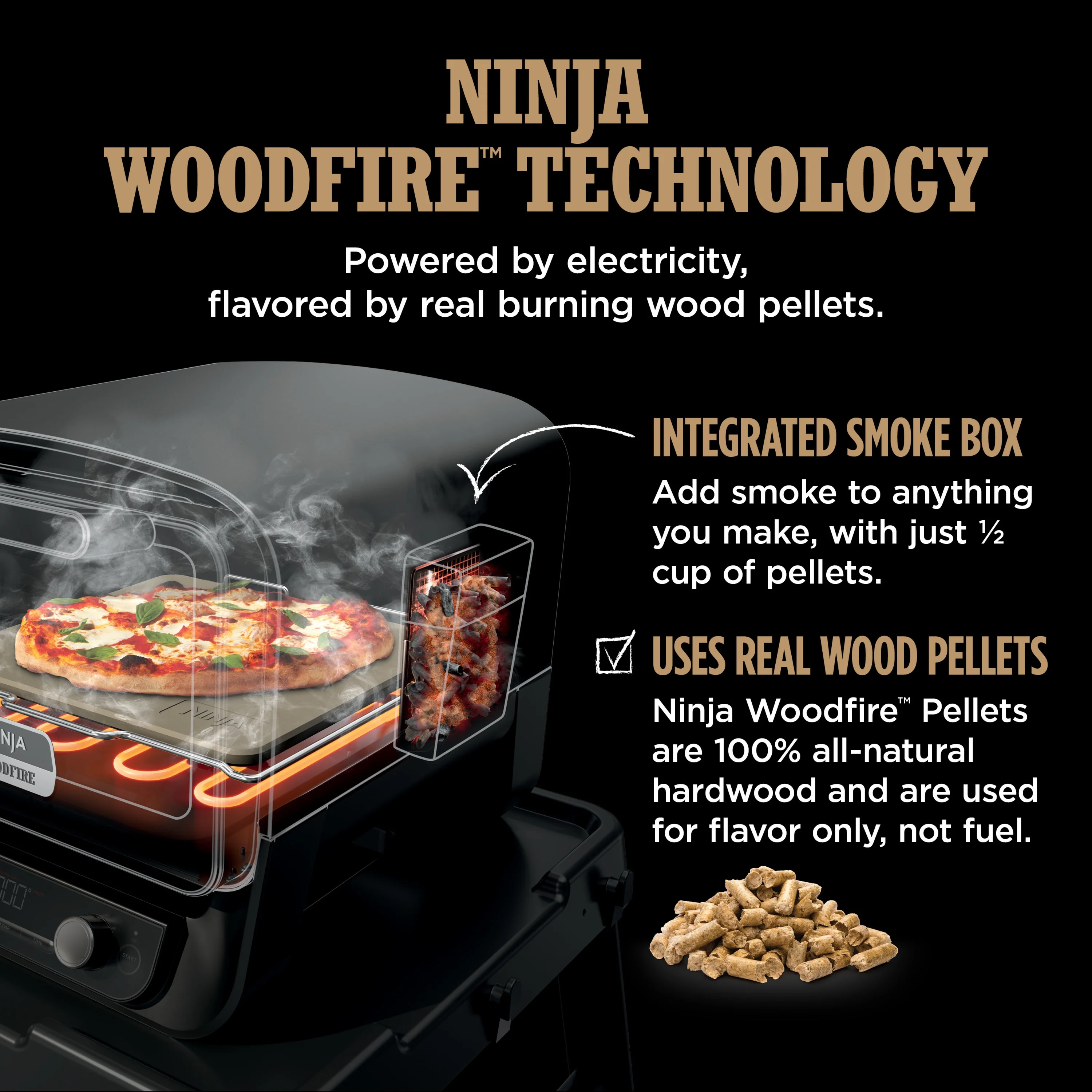 Ninja Woodfire? Pizza Oven, 8-in-1 outdoor oven, 5 Pizza Settings, Ninja Woodfire? Technology, up to 700-F heat, BBQ smoker, electric - Image 4