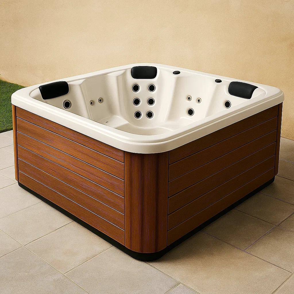 Spas rígidos 210x210x95 cm 3 plazas cuadrado blanco/madera hWuUDcH386VK