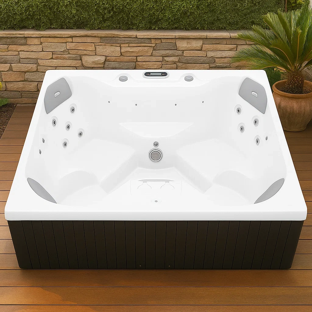 Bañera de hidromasaje de exterior 2 plazas blanca con cubierta,180x140x70 cm - YZGGVtq112UW
