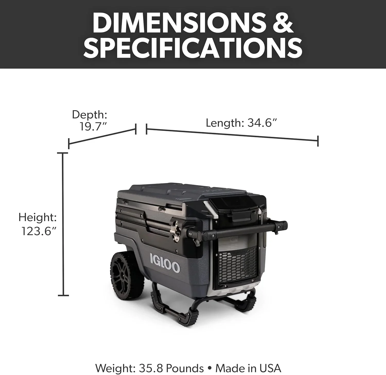 70Qt Wheeled Cooler Insulated Hard Shell Ice Chest