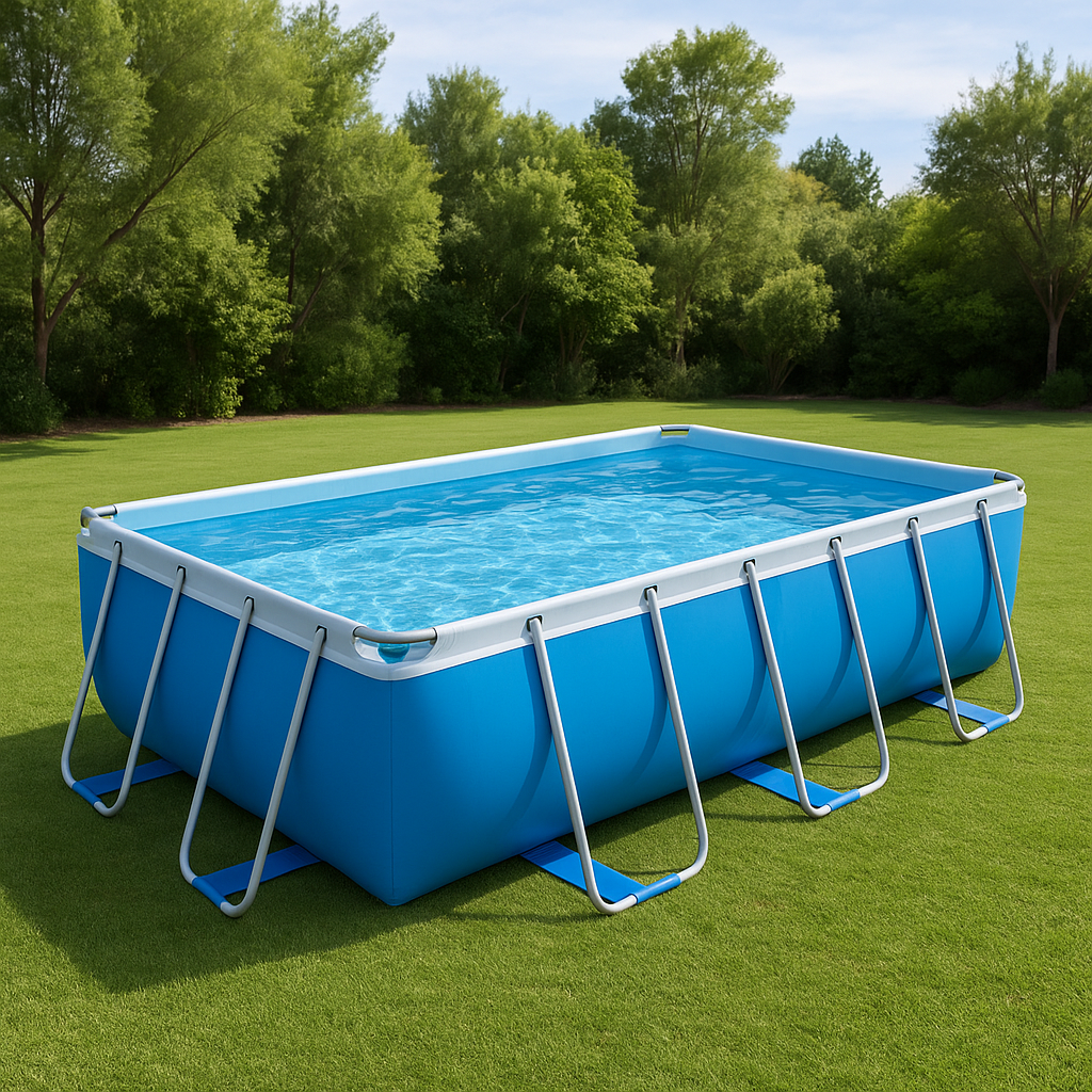 Piscina tubular rectangular Rectangular Sí Piscina Tubular PVC y acero Jardín Azul 732x366x132 cm