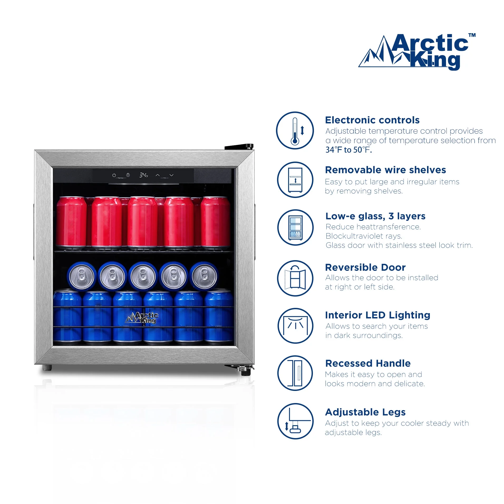 Arctic King 48-Can Stainless Steel Beverage Fridge & Cooler with Electrical Control, ARV48B1AST - Image 4