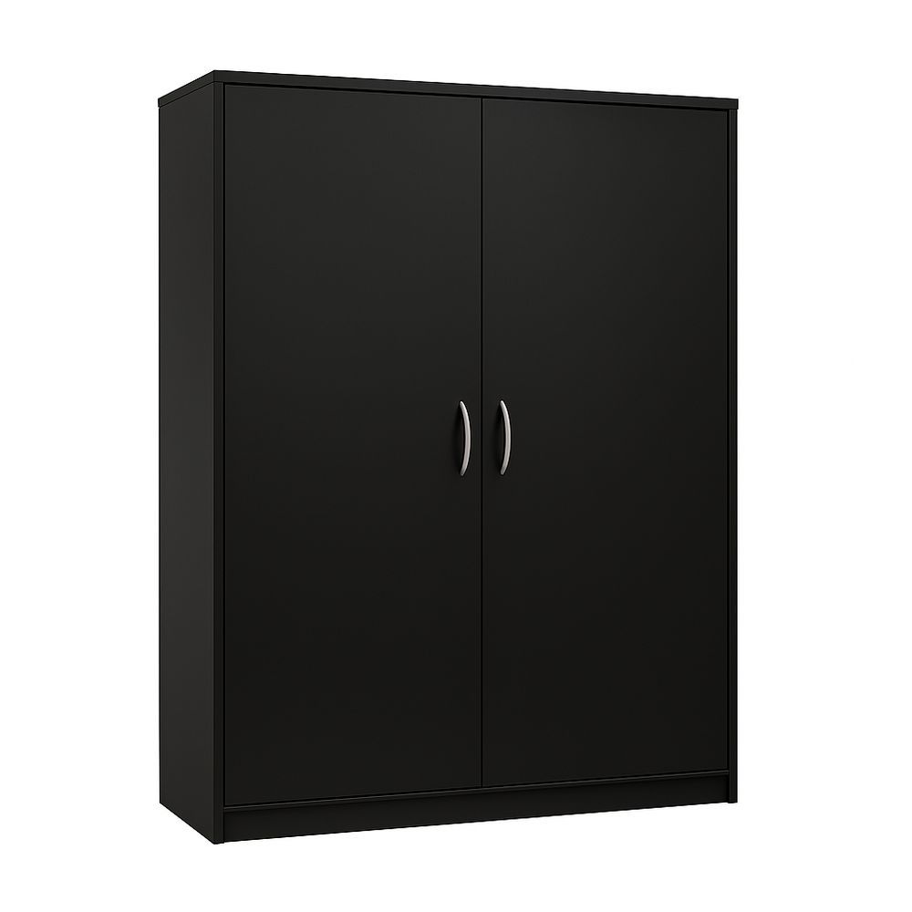 Armario negro de almacenamiento,diseño moderno,puertas dobles,ideal para oficina y hogar