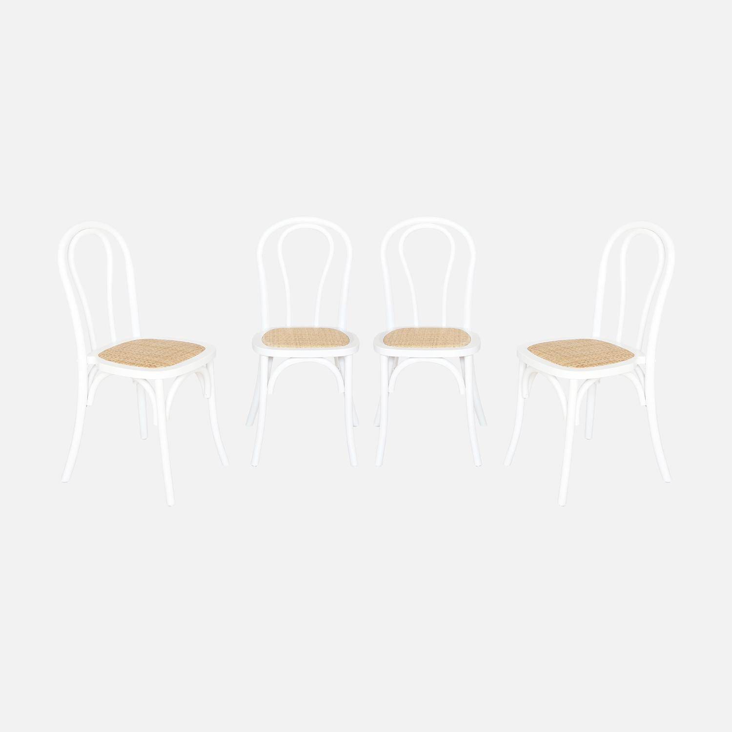 Bastille - Silla vintage de madera y ratán, set de 4