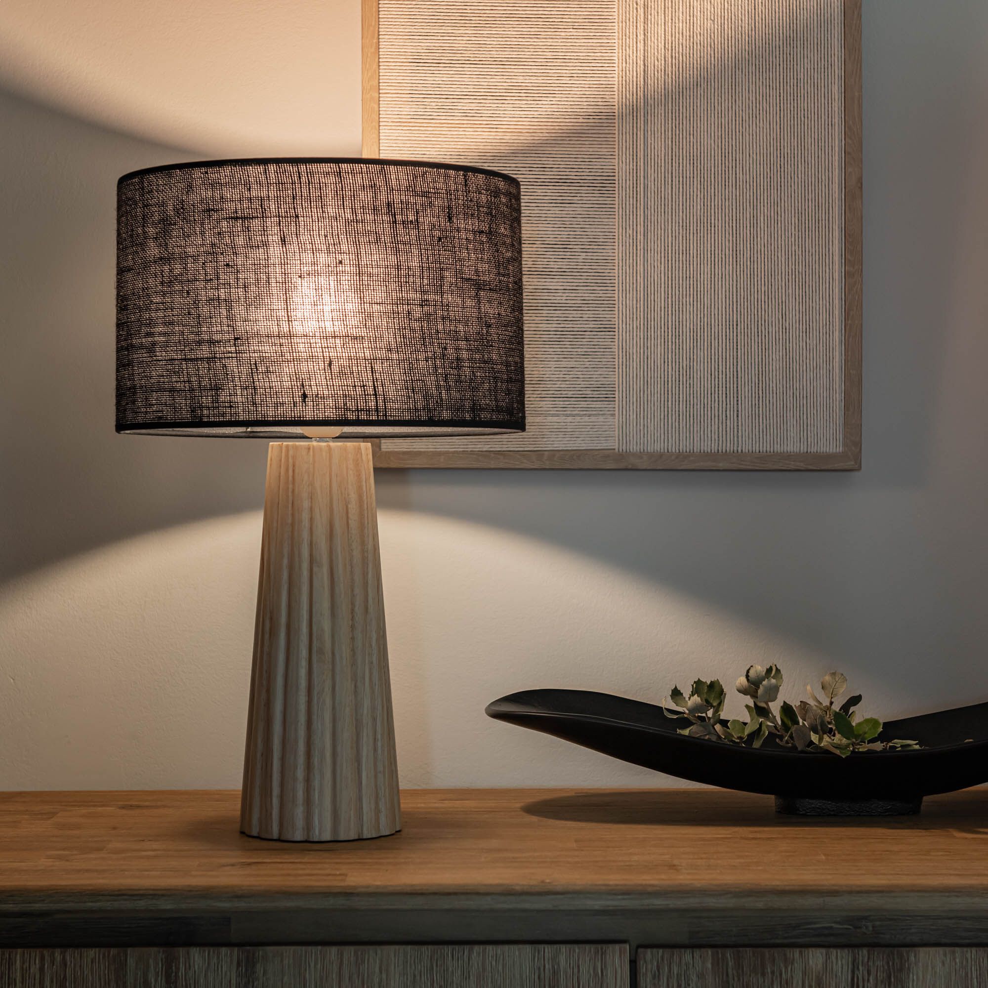 LAGIA - Pied de lampe électrifié en hévéa H38cm - bois clair