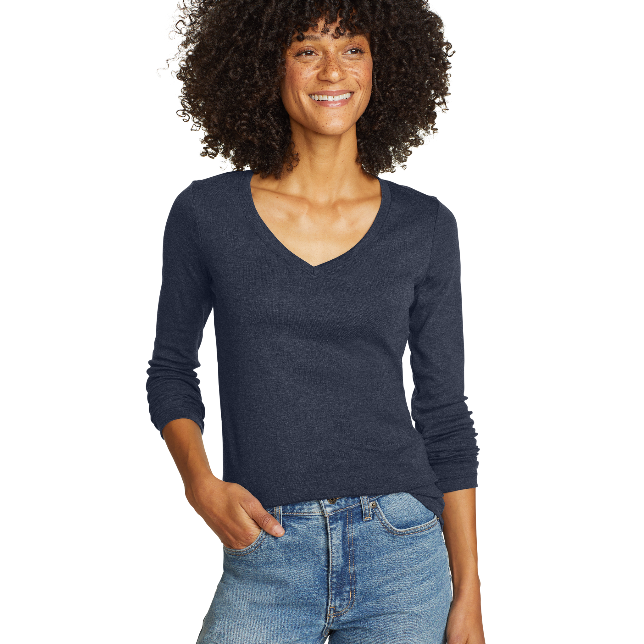 Women's Fav Long-Sleeve V-Neck T-Shirt - Eddie Bauer Outlet