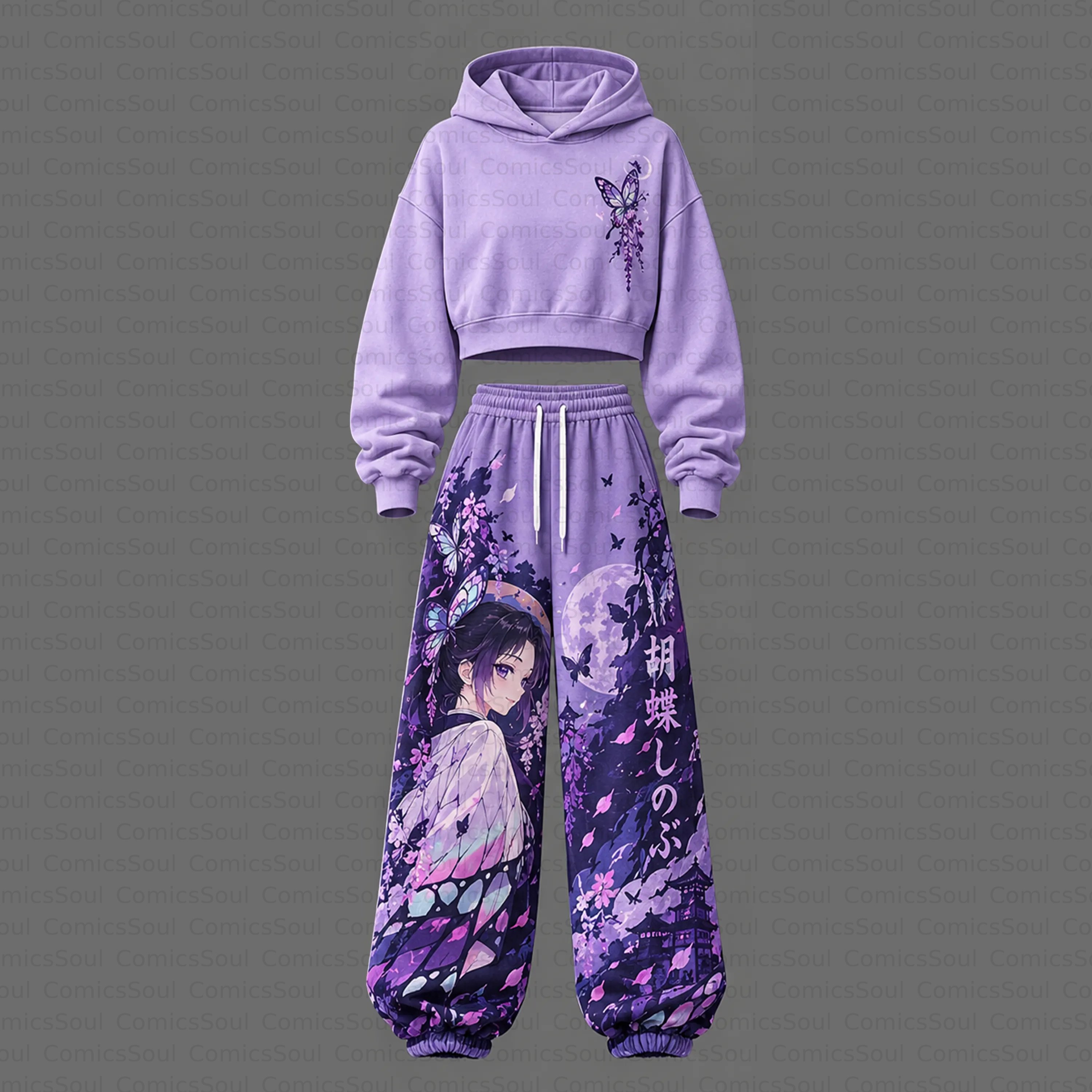 Demon Slayer Cropped Long Sleeve Hoodie & High Waist Jogger Pants Two Piece TeeThreads Sustain the Scene with Custom Apparel