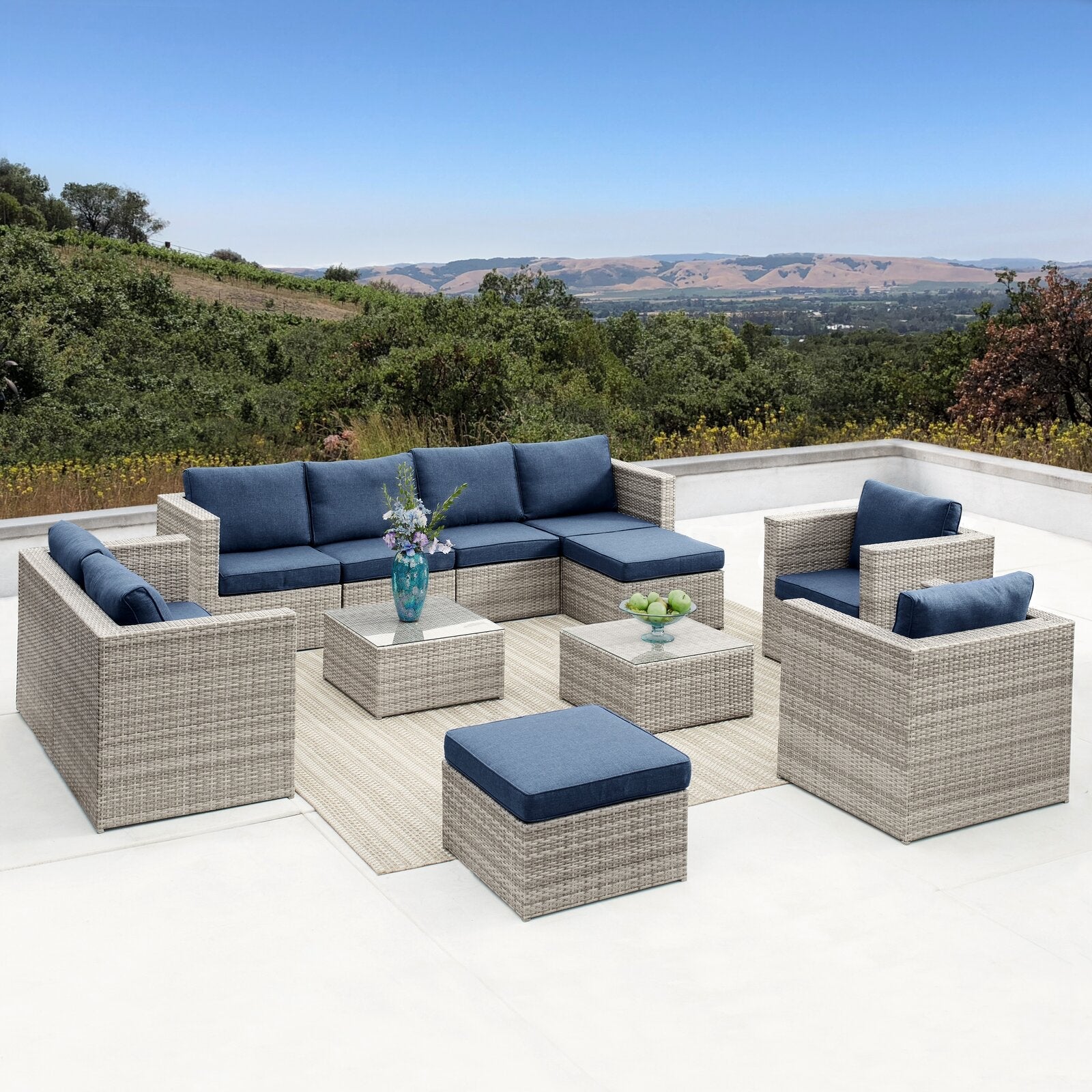 Kylo Wicker/Rattan 10 - Person Seating Group with Cushions