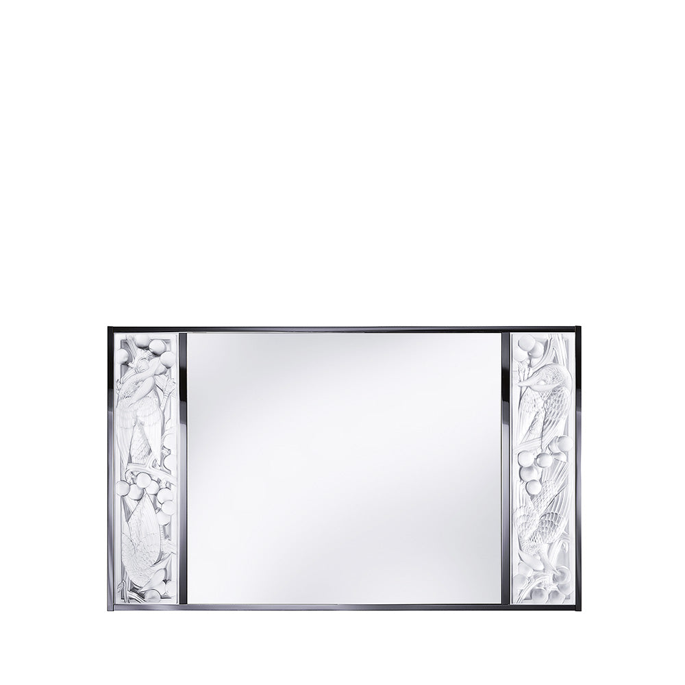 MIROIR MERLES ET RAISINS - CRISTAL INCOLORE, FINITION CHROME