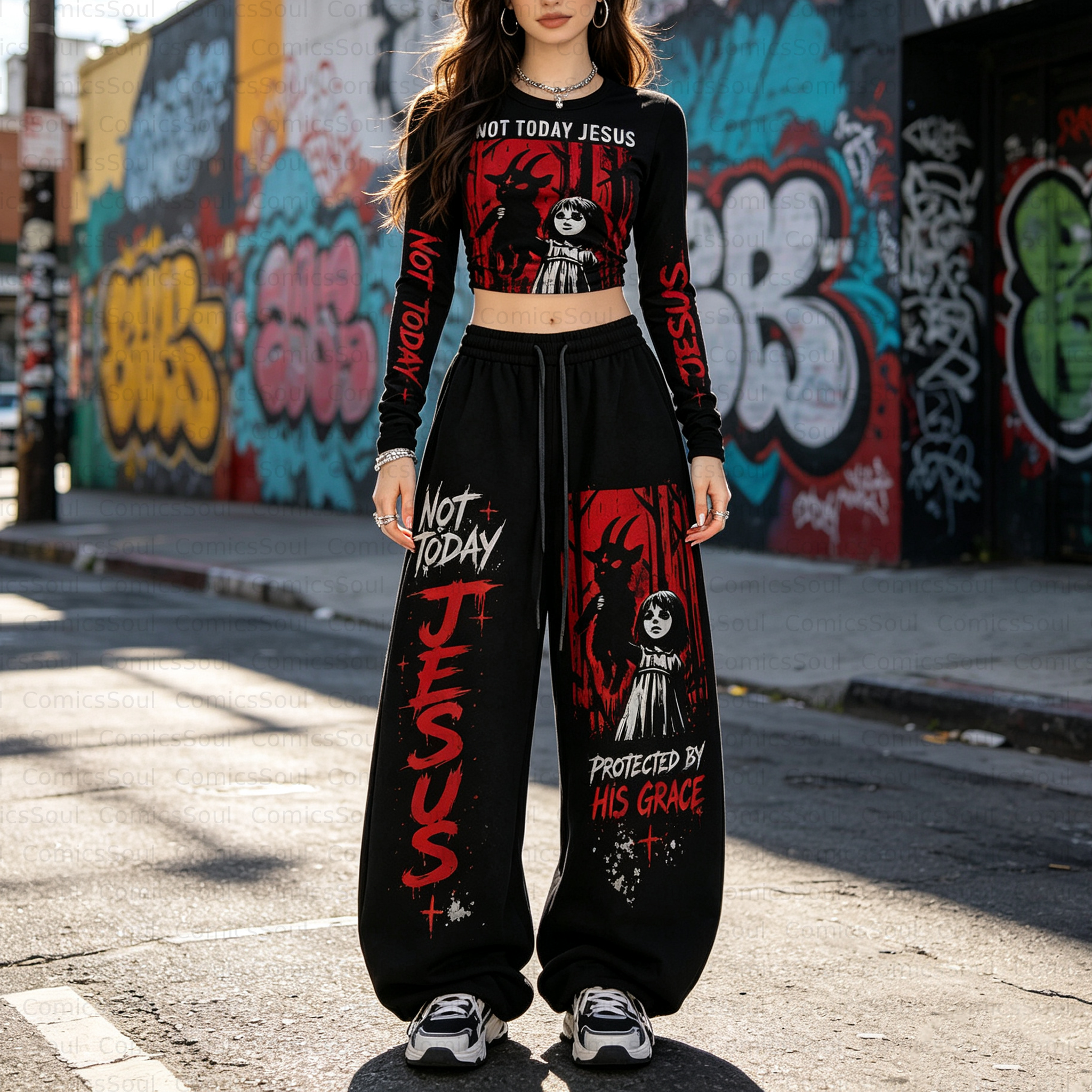 Jesus Series Long-Sleeve Top and Elastic Pants Set 3051043 TeeThreads Sustain the Scene with Custom Apparel