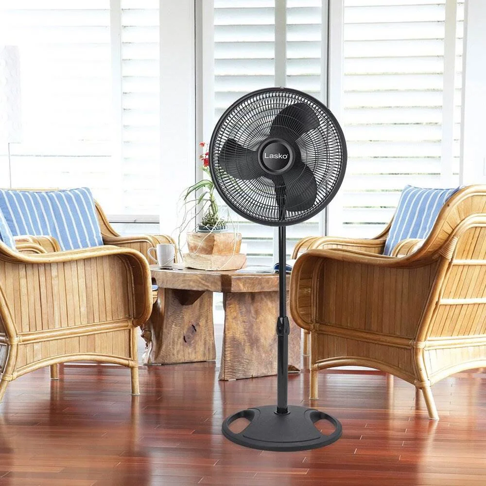 Lasko 16" Oscillating 3 Speed Adjustable Pedestal Stand Fan, Black (2 Pack) - Image 5