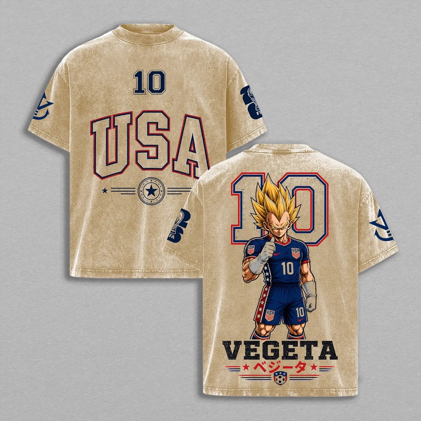 Vegeta Dragon Ball Z World Cup USA 2026 Unisex Washed T-Shirt