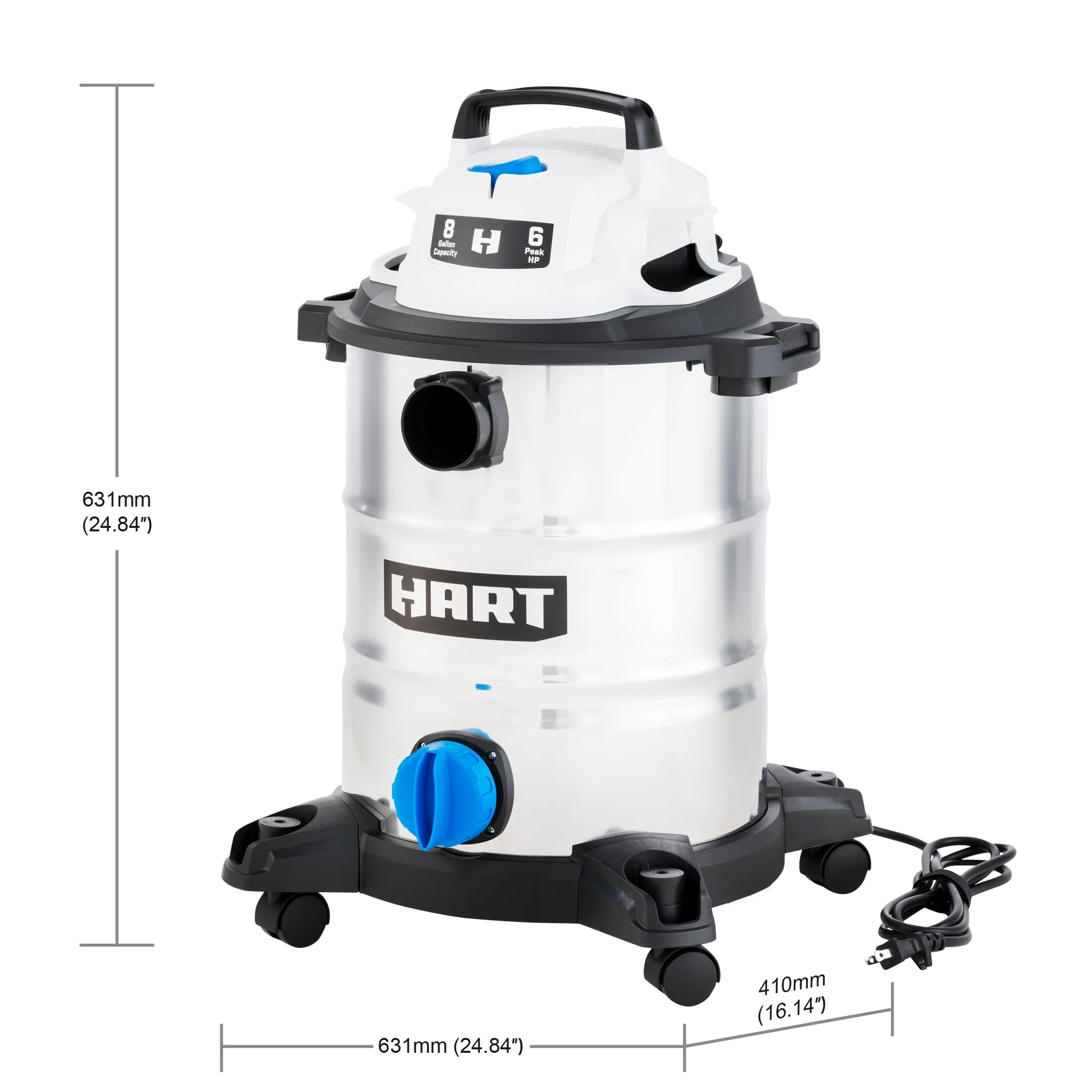 HART 8 Gallon 6 Peak HP Stainless Steel Wet/Dry Vacuum, VOC812SF 3702 - Image 2