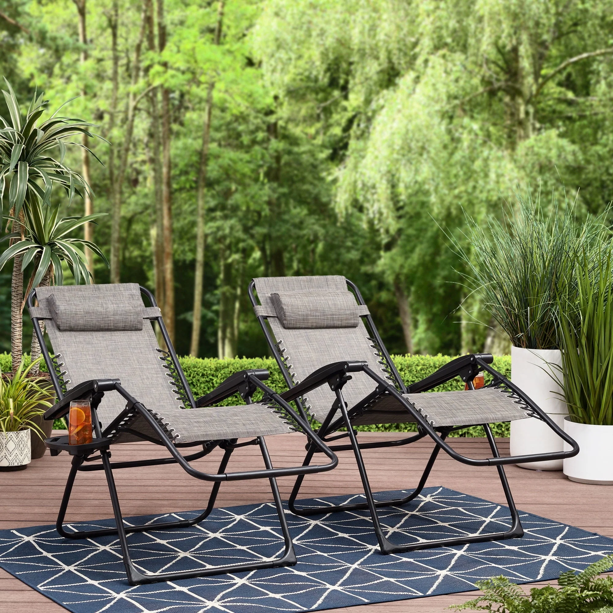 Mainstays Zero Gravity Chair Lounger, 2 Pack - Black - Image 4