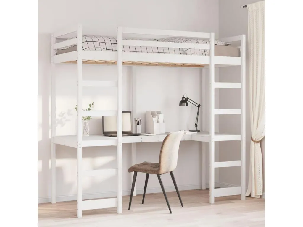 Cama alta sin colchón madera maciza de pino Cosinor 75x190 cm vix3541124