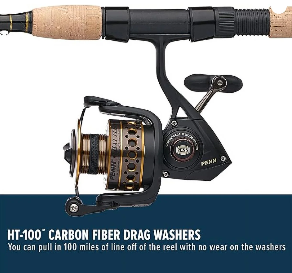PENN 7' Battle Spinning Fishing Rod and Reel Combo Kit, Size 5000 Reel with Cover, Moderate Action - Image 3
